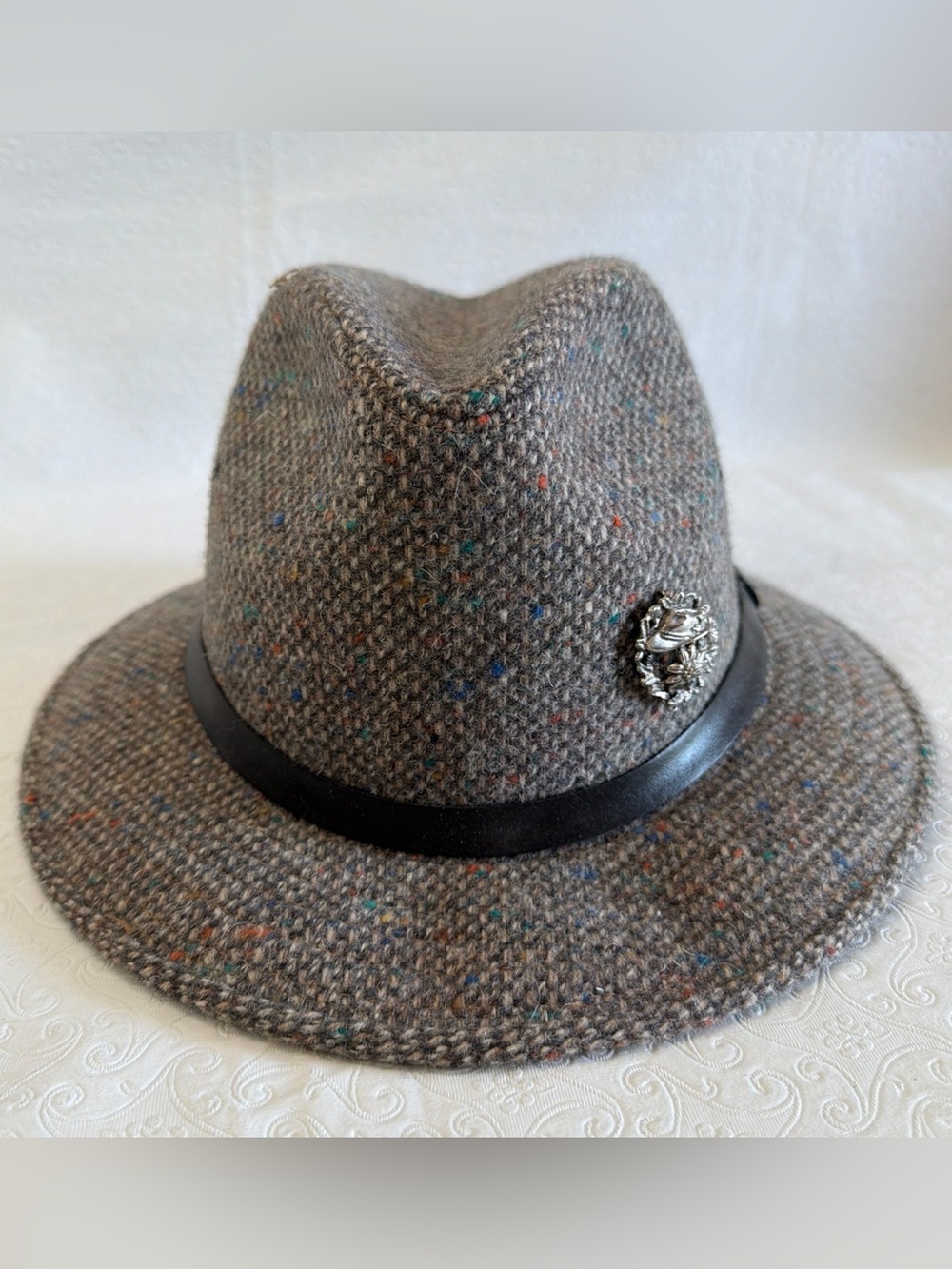 Vintage Pendleton Tweed Fedora Hat 100 Wool Size Medium Union Made USA and Pin